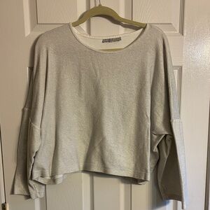 bryn Walker Silver Sparkle Gray Crop Top